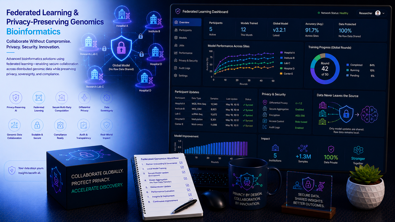 BioinformaticsNext federated learning privacy genomics GDPR differential privacy cloud